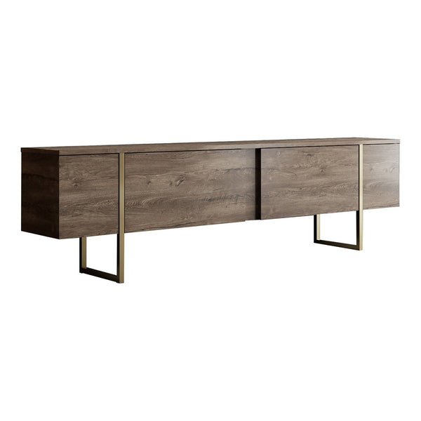 Comoda TV Luxe, nuc/auriu, PAL/metal, 180x30x50 cm