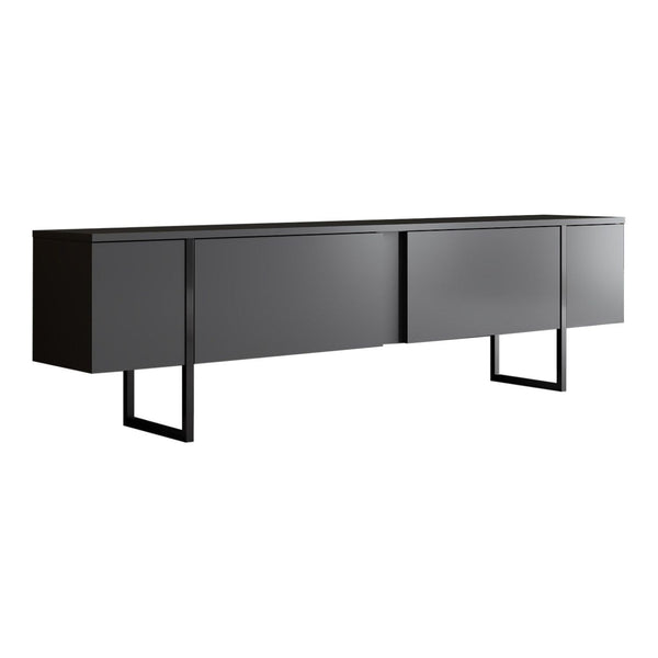 Comoda TV Luxe, gri antracit/negru, PAL, 180x30x50 cm