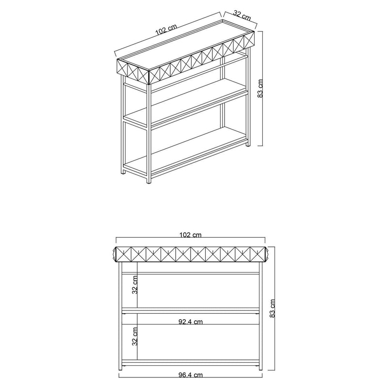 Consola Zumrut, negru/auriu, PAL melaminat/metal, 102x32x83 cm