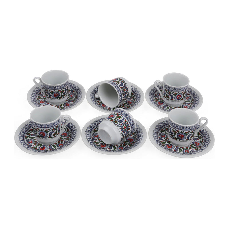 Set 6 cesti cu farfurii GZ12KT601860, multicolor, portelan, 50 ml