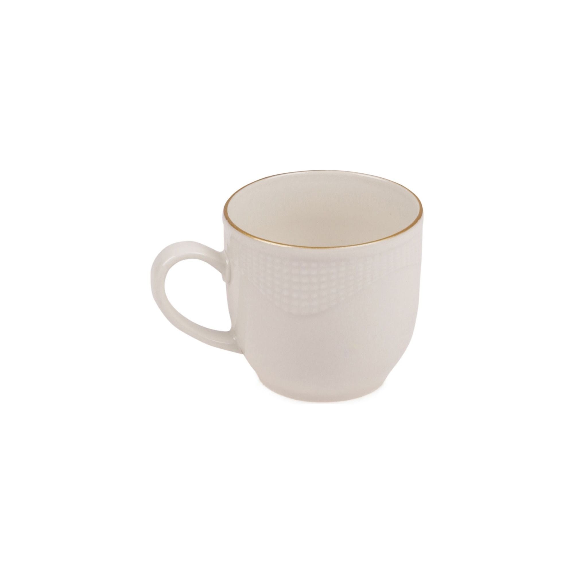 Set 6 cesti cu 6 farfurii MLN12KT14R520, alb, portelan, 50 ml