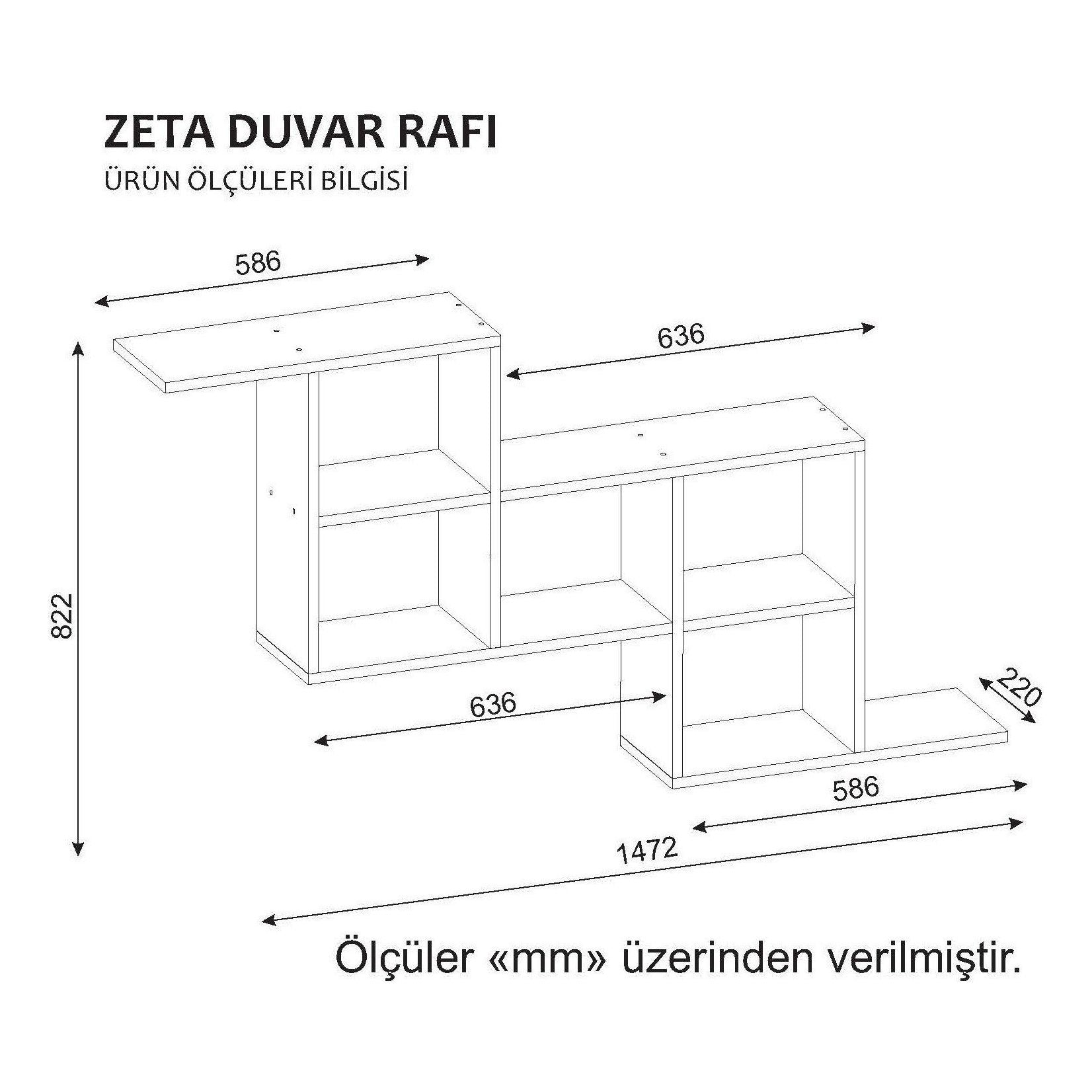 Raft ZETA, alb, PAL melaminat, 147x22x82 cm