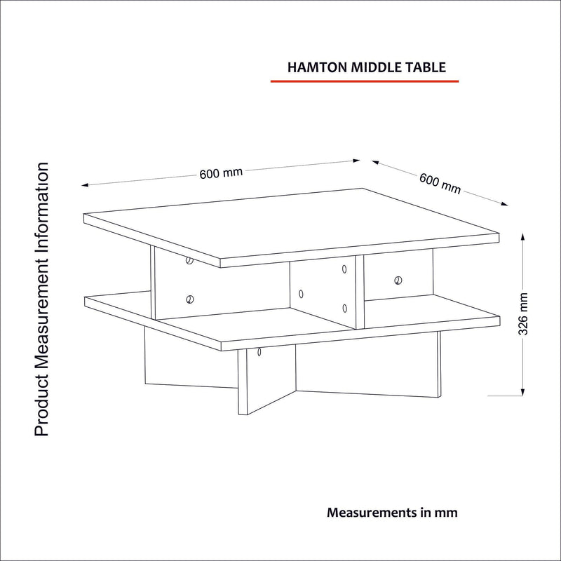 Masuta cafea Hamton, nuc/alb, PAL, 60x60x31 cm