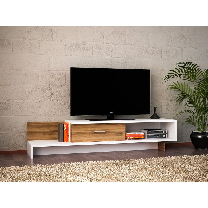 Comoda TV Wrap, alb/nuc, PAL melaminat, 162x39x31 cm