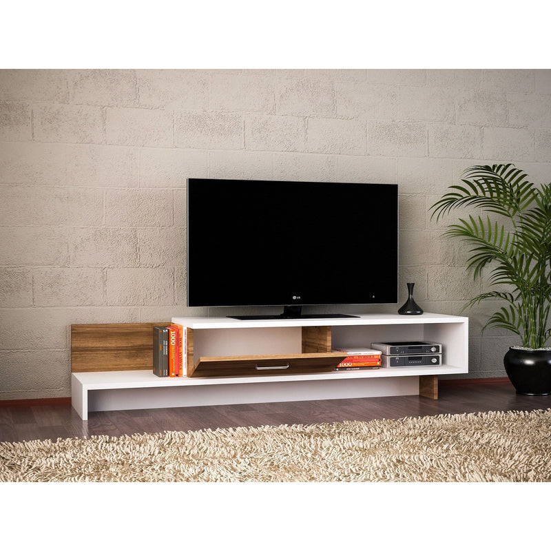 Comoda TV Wrap, alb/nuc, PAL melaminat, 162x39x31 cm