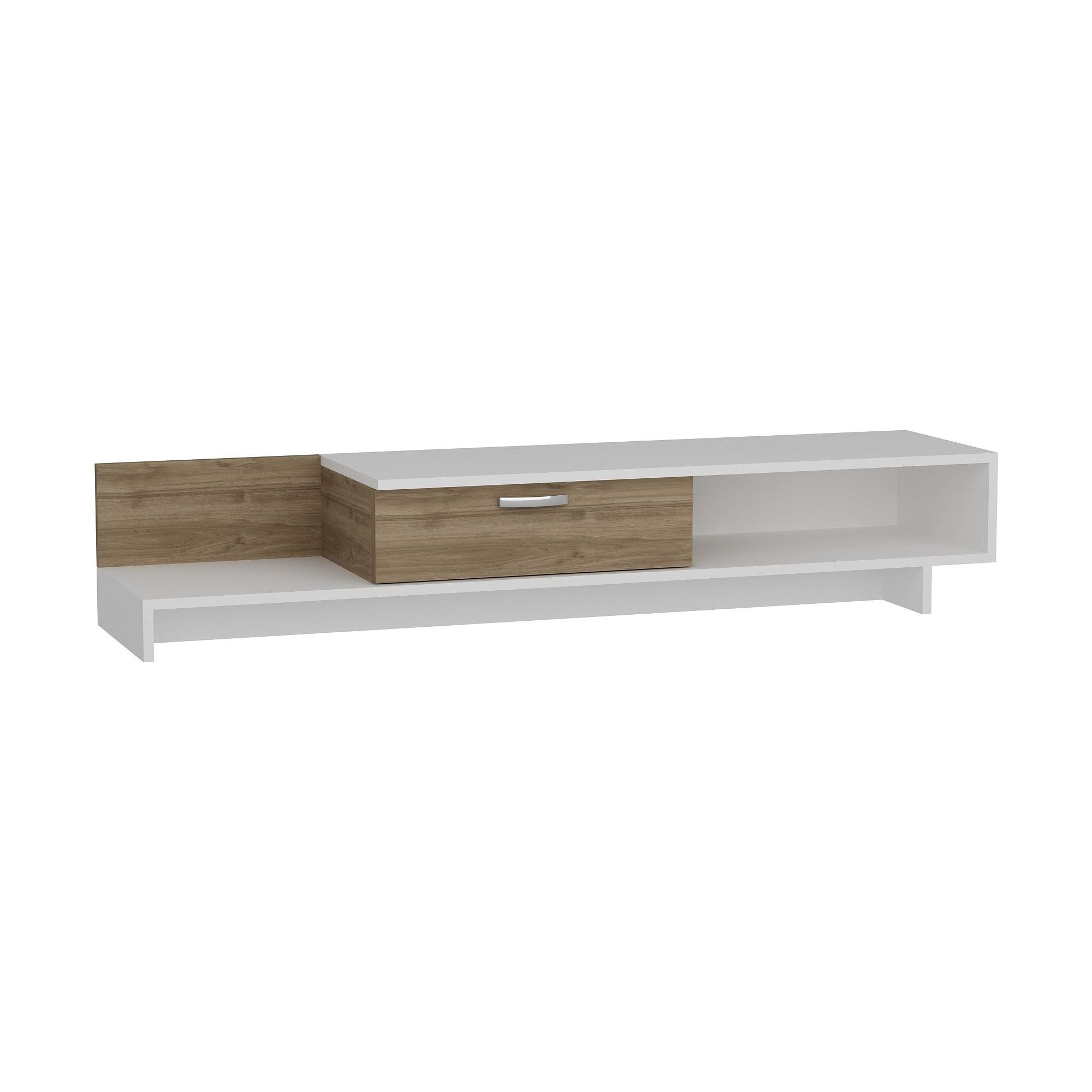 Comoda TV WRAP, alb/nuc, PAL melaminat, 162x39x31 cm