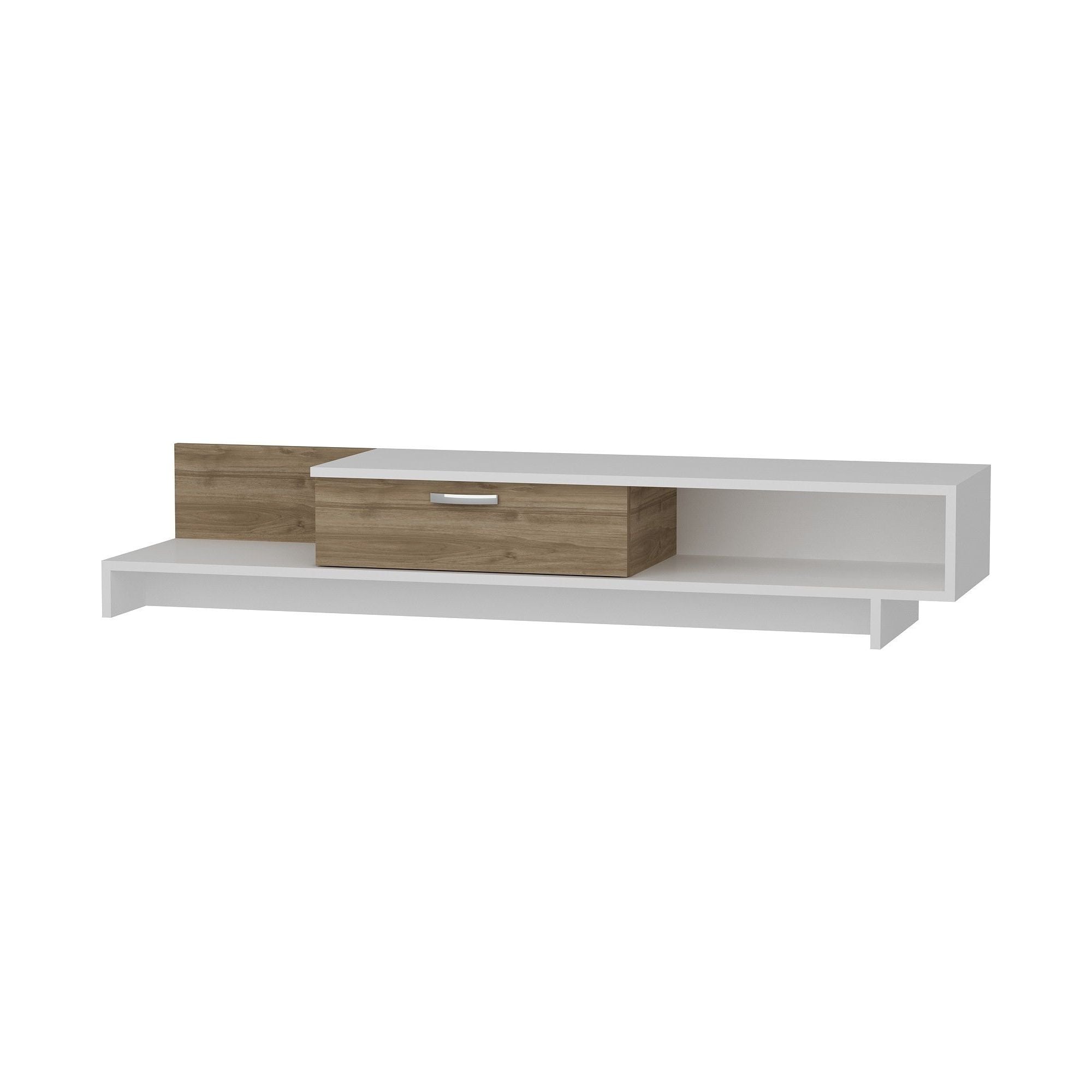 Comoda TV WRAP, alb/nuc, PAL melaminat, 162x39x31 cm