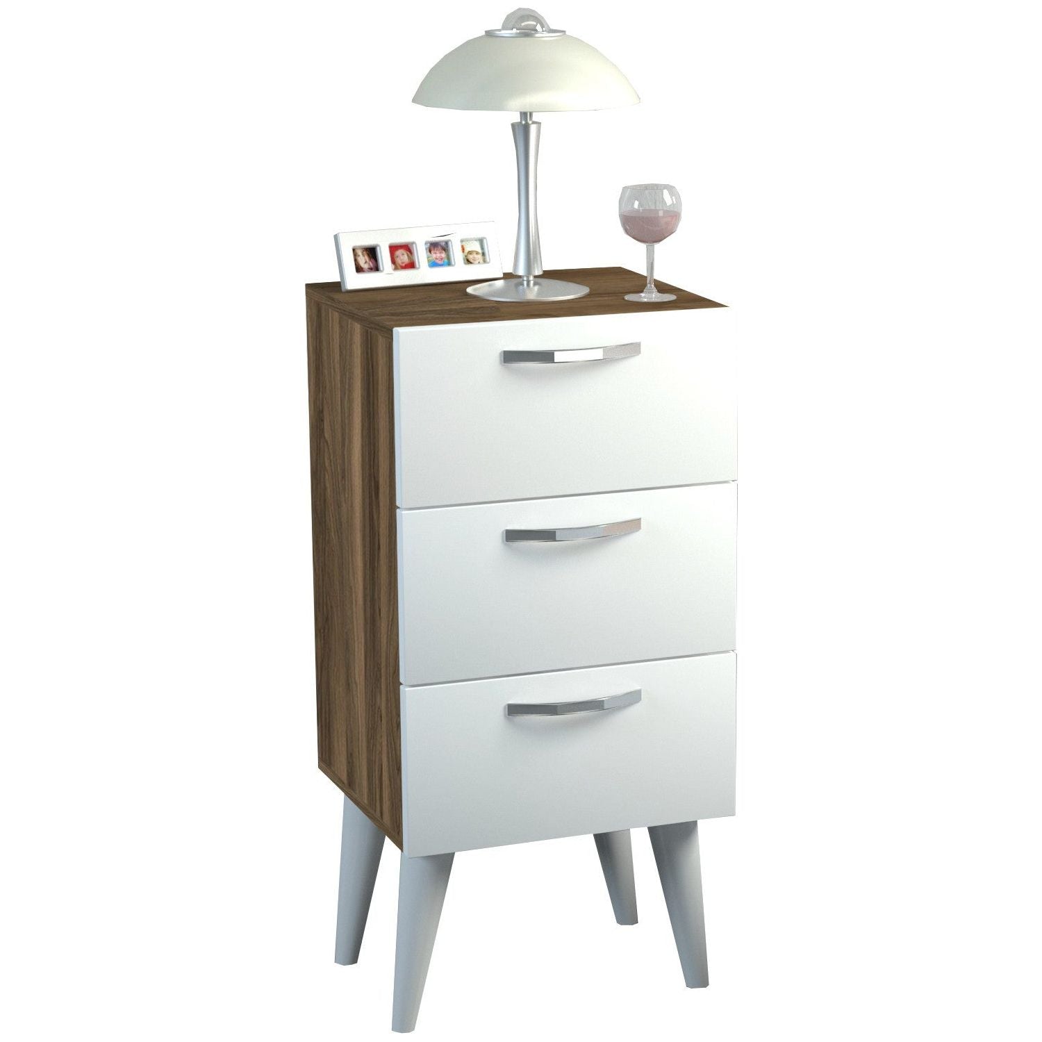 Noptiera Bellini v3, nuc/alb, PAL melaminat, 40x37x80 cm