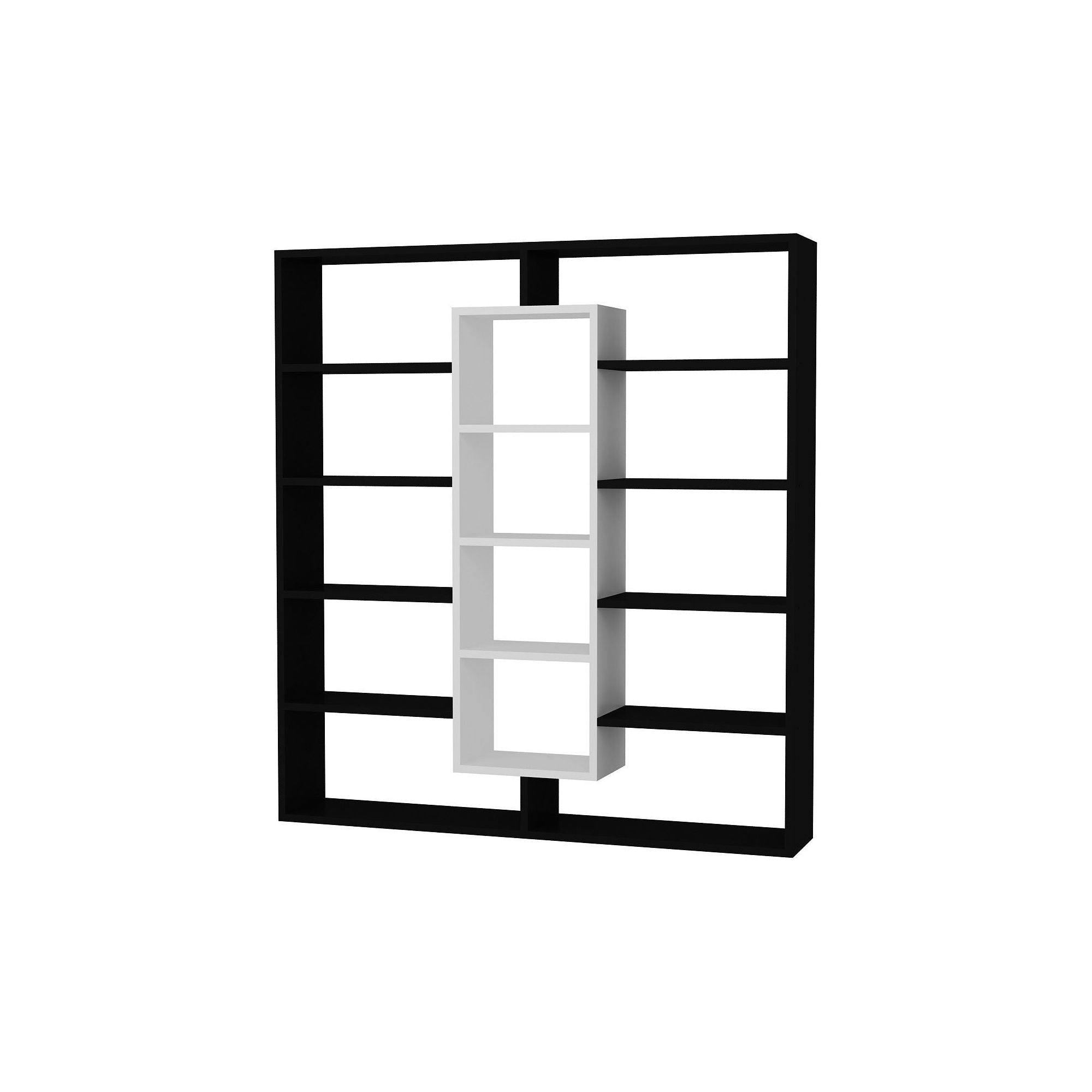 Biblioteca AMPLE, negru/alb, PAL melaminat, 125x22x136 cm