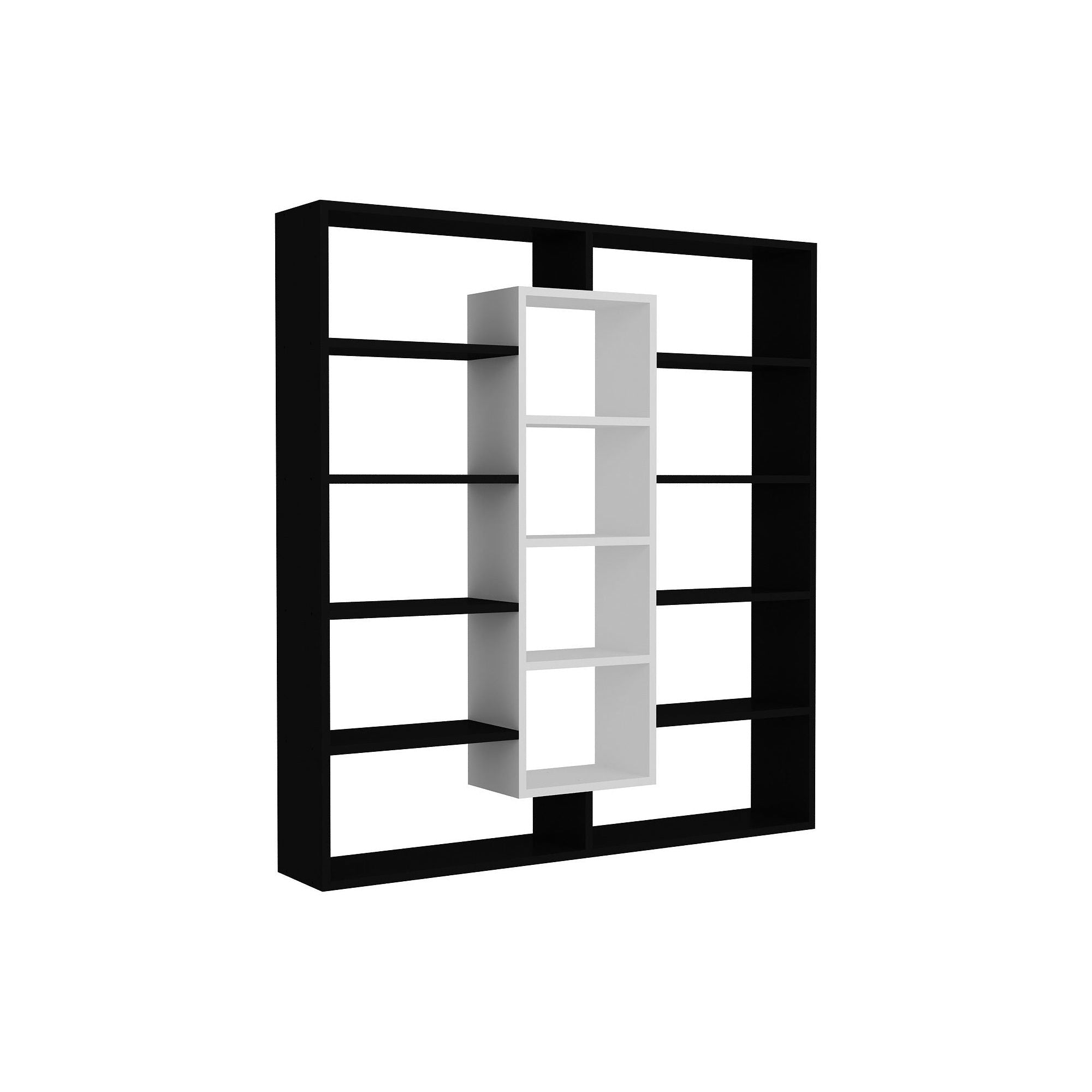 Biblioteca AMPLE, negru/alb, PAL melaminat, 125x22x136 cm
