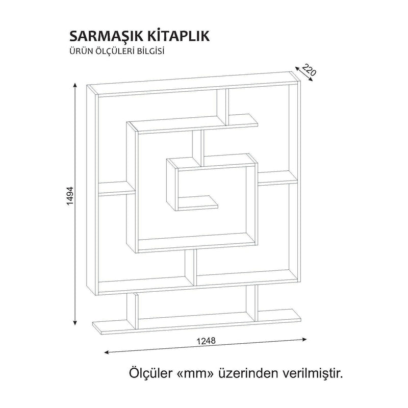 Biblioteca Sarmasik, alb, PAL melaminat, 125x22x149 cm