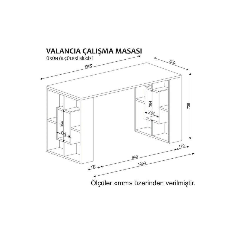 Birou VALENCIA, alb, PAL melaminat, 120x60x74 cm