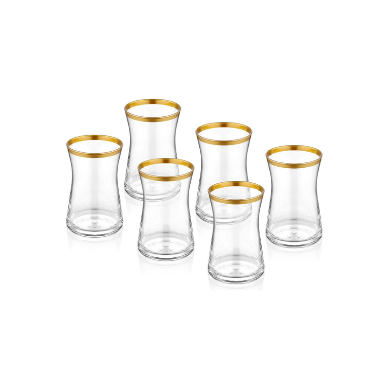 Set 6 pahare GLM0041, transparent/auriu, sticla, 100 ml