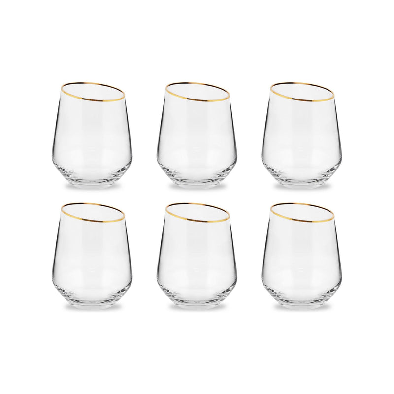 Set 6 pahare GNA0003, transparent/auriu, sticla, 480 ml