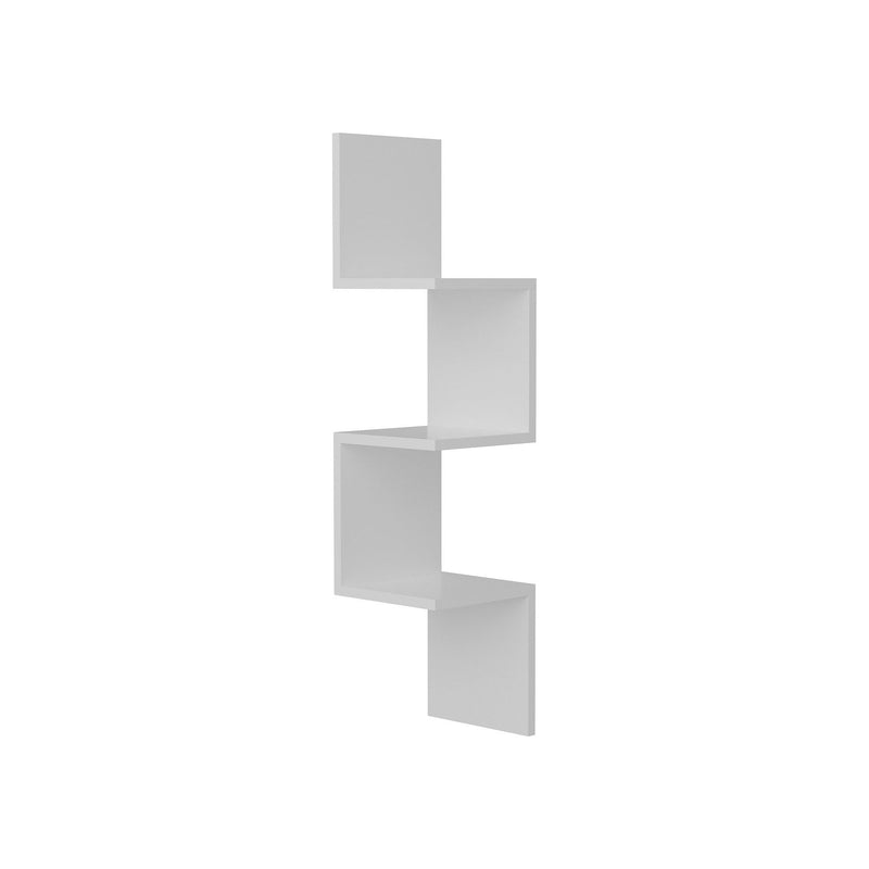 Raft de perete Corner, alb, pal melaminat, 25x25x105 cm