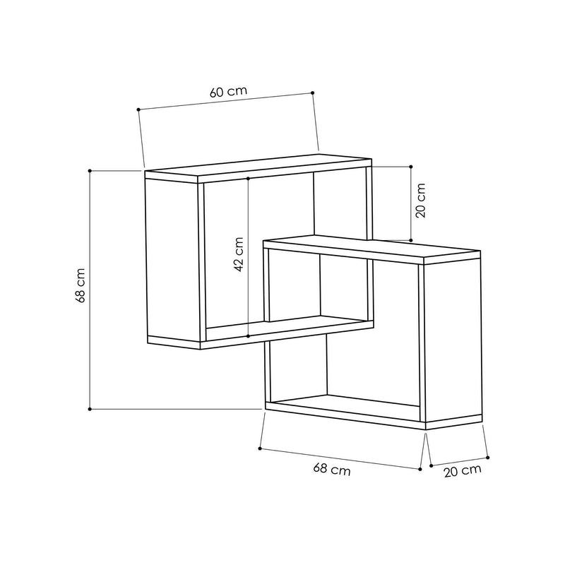 Raft RING, alb/gri antracit, PAL melaminat, 68x60x68 cm