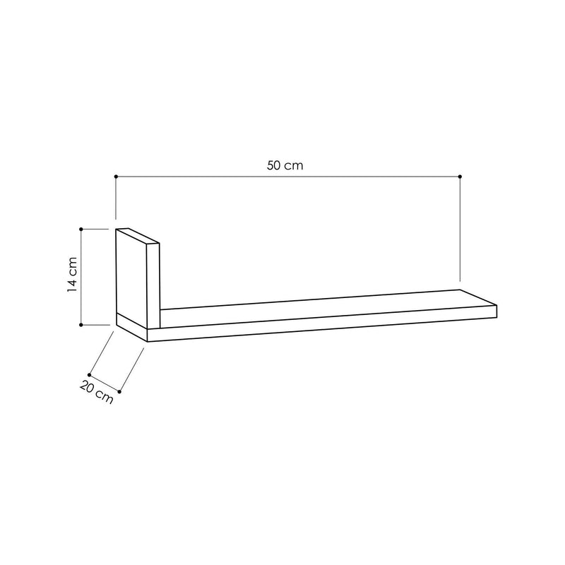 Set 3 rafturi 776HMS1725, gri, PAL, 50x20x14 cm