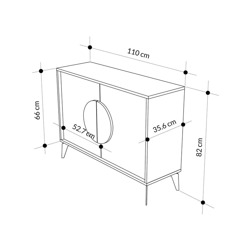 Comoda Gora, alb/negru, PAL, 110x36x82 cm