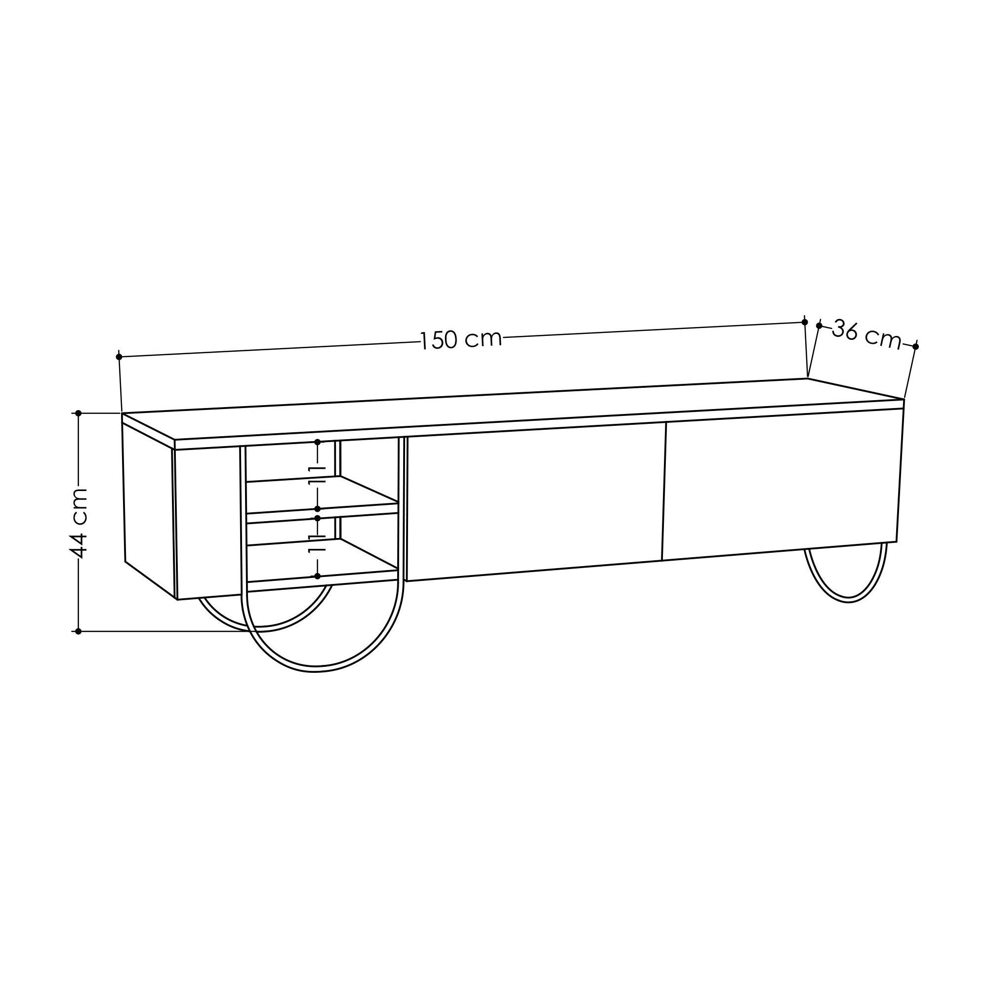 Comoda TV Norfolk, bej, PAL/metal, 150x36x44 cm