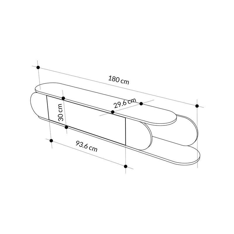 Comoda TV TONE, alb/stejar, PAL melaminat, 180x30x30 cm