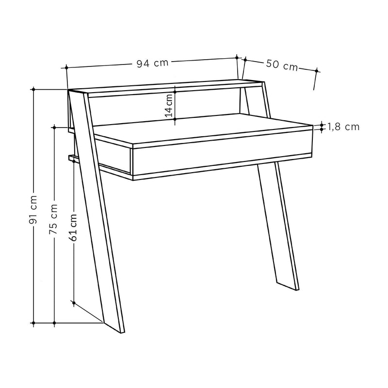 Birou COWORK, alb vintage, PAL melaminat, 94x50x91 cm