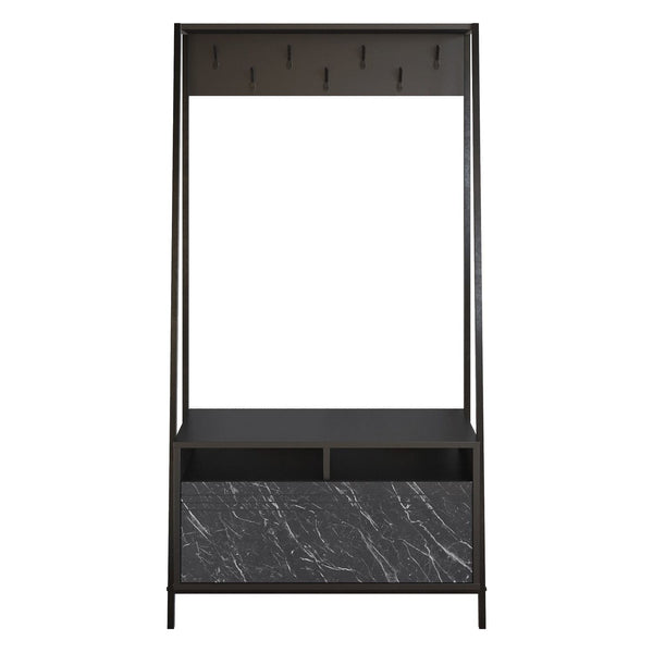 Mobilier hol DEVIN, negru, PAL melaminat/metal, 94x35x180 cm