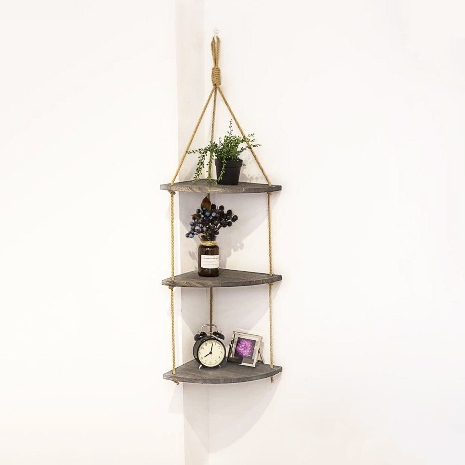 Raft GAR011, maro inchis, lemn, 90x25x25 cm
