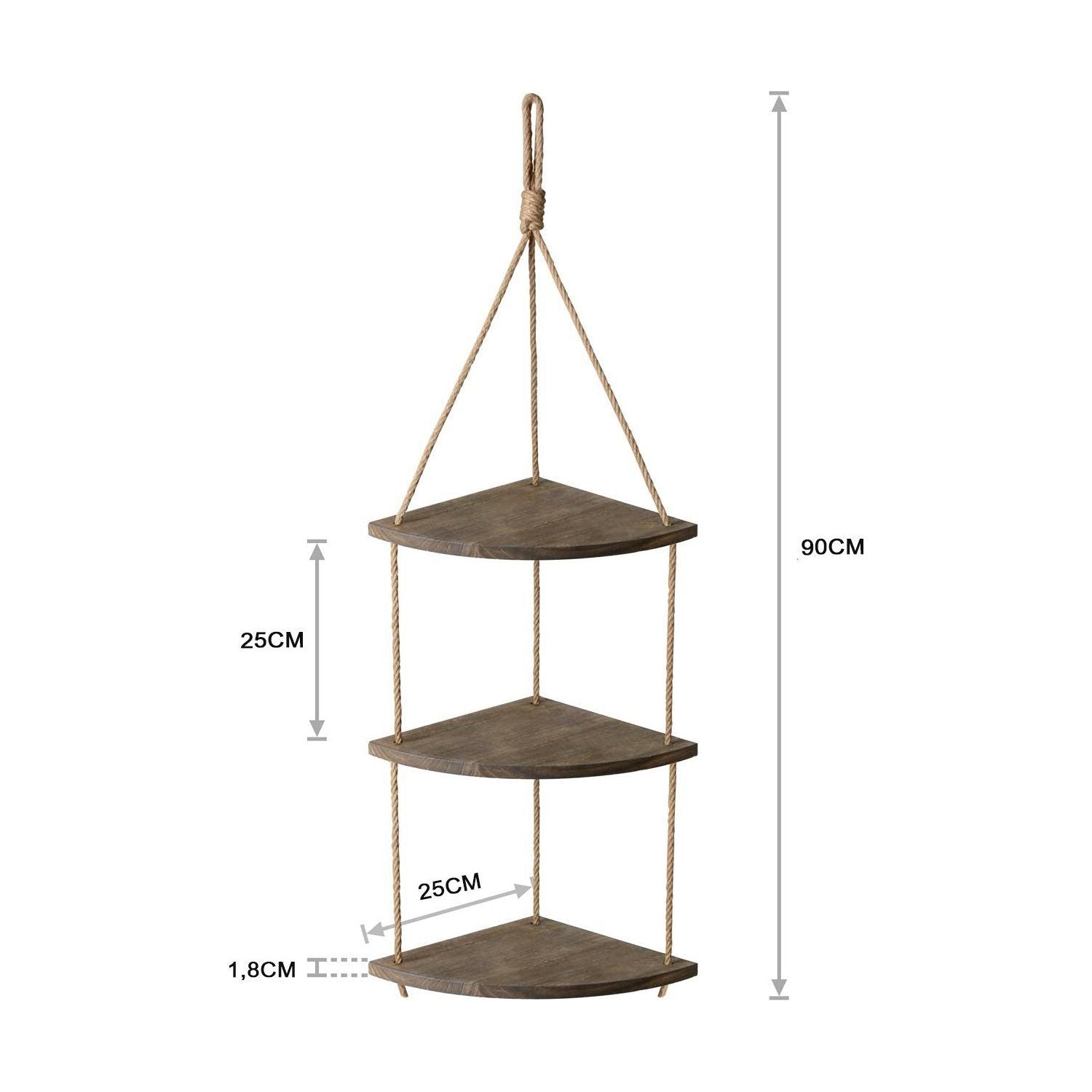 Raft GAR011, maro inchis, lemn, 90x25x25 cm