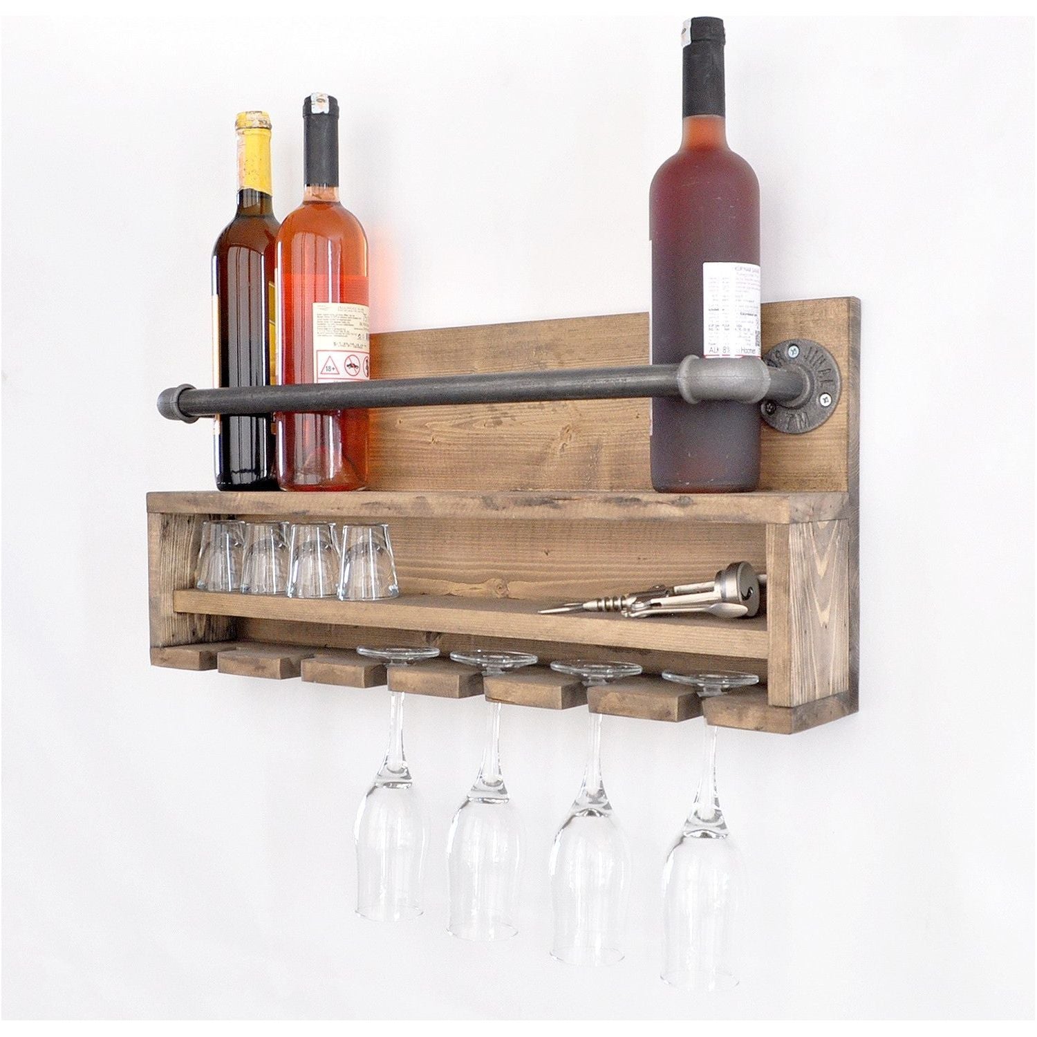 Raft bucatarie BORURAF216, stejar, lemn/metal, 60x11x28 cm