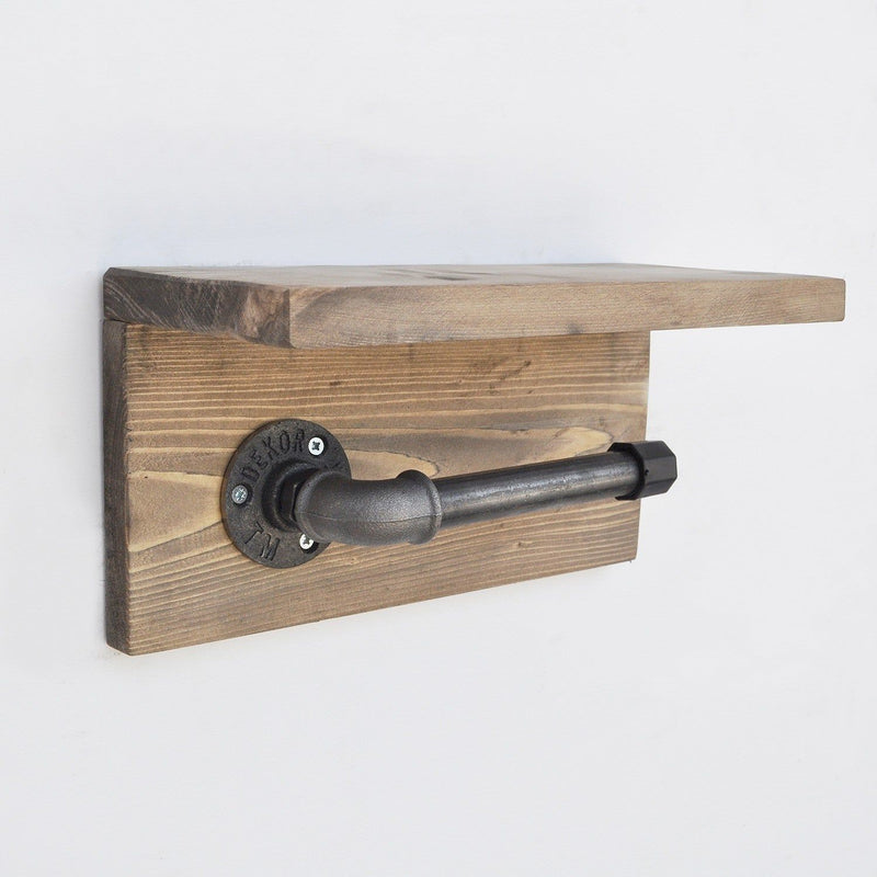 Suport hartie igienica Boruraf170, lemn de molid/metal, 30x14x12 cm