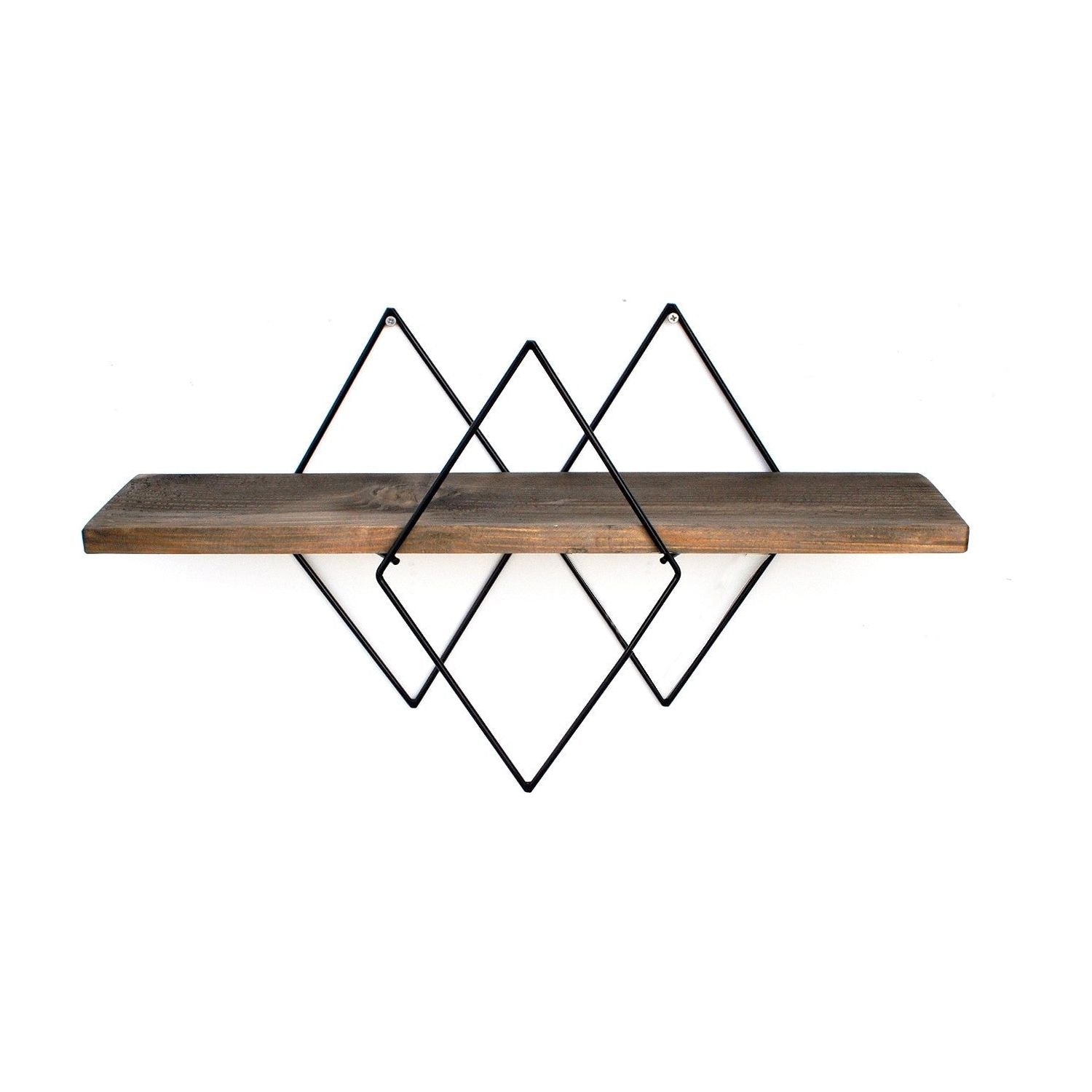 Polita WR033, maro/negru, lemn de molid/metal, 60x14x36 cm