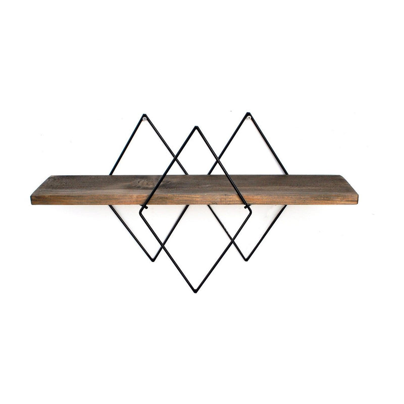 Raft WR033, maro/negru, lemn de molid/metal, 60x15x31 cm