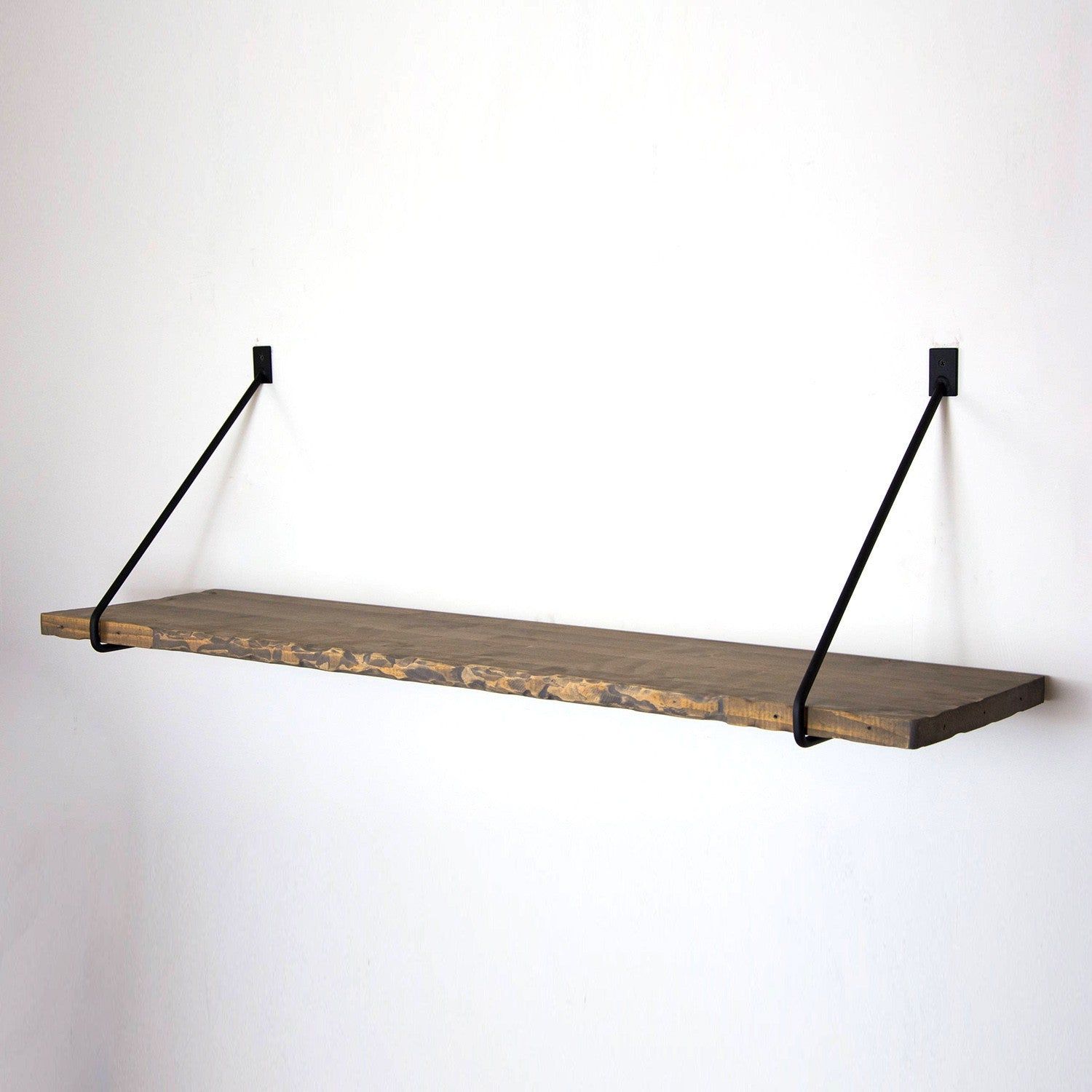 Polita WR038, maro/negru, lemn de molid/metal, 60x14x20 cm
