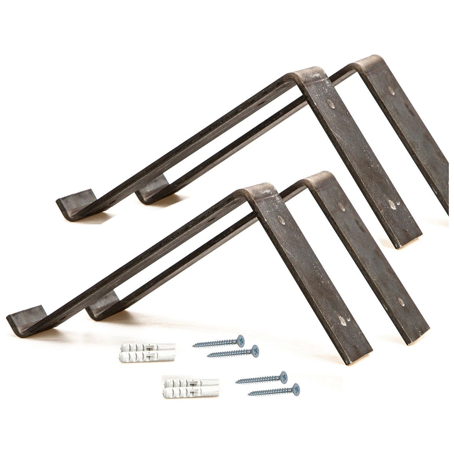 Set 2 polite LAM003, maro, lemn de molid/metal, 40x14x16 cm
