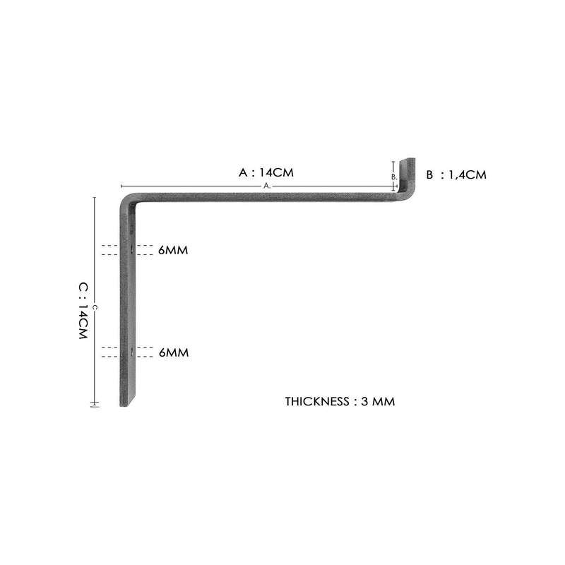 Raft de perete LAM005, negru/nuc, lemn/metal, 40x16x14 cm