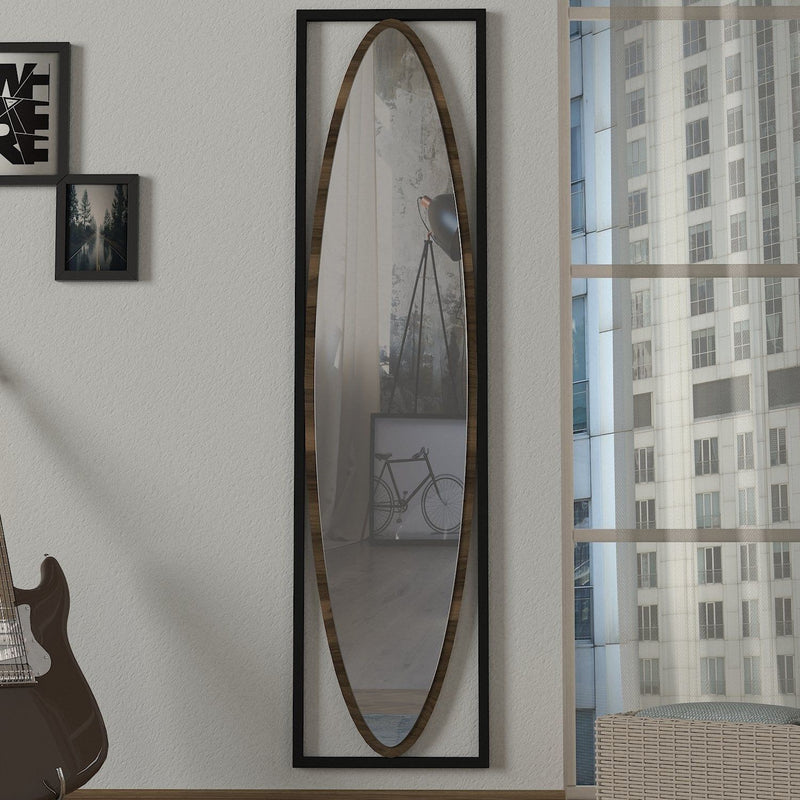 Oglinda Luppi, din PAL melaminat, negru, 39x151 cm