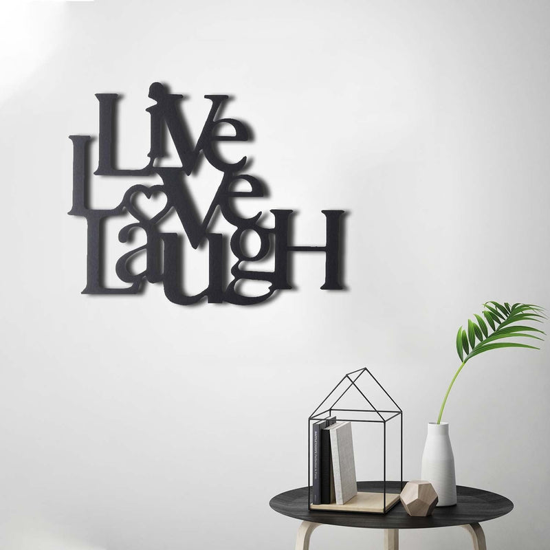 Accesoriu decorativ de perete Little Love Laugh, 100% metal, negru, 40x49 cm