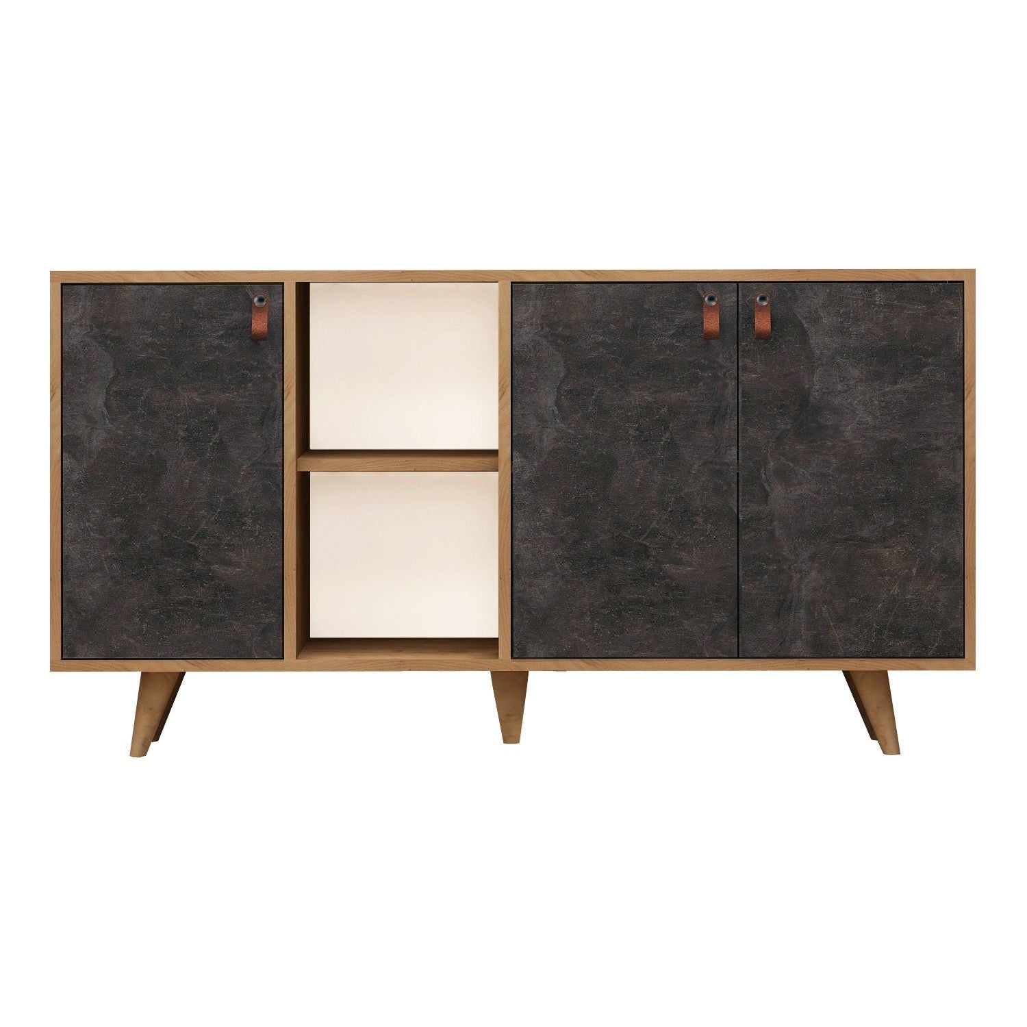 Comoda Planky,stejar/gri antracit, PAL melaminat, 140x40x86 cm