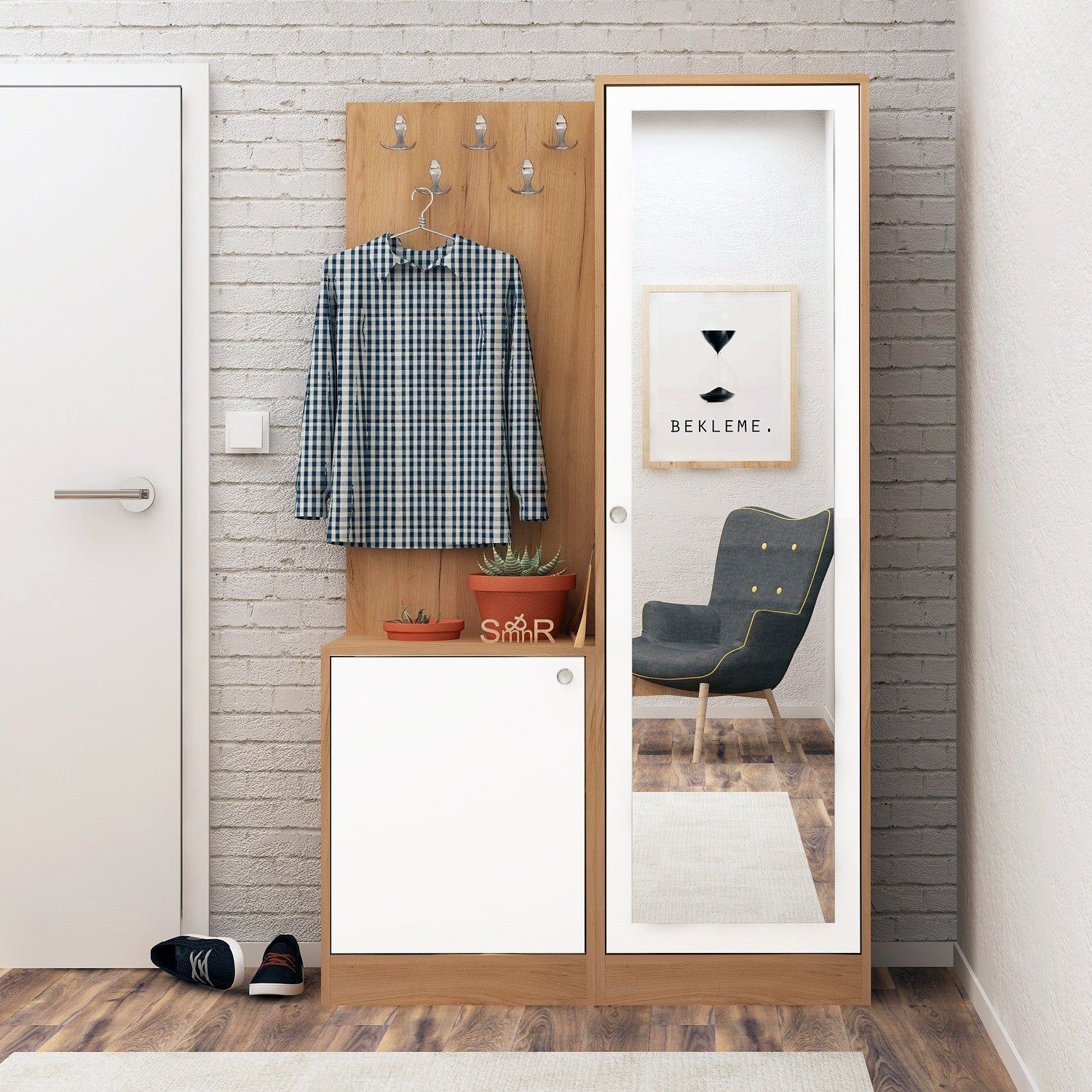 Mobilier hol BROC, stejar, PAL melaminat, 100x35x180 cm
