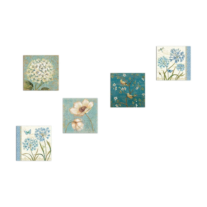 Set 5 Tablouri UTB094, imprimeu floral, 15x15 cm