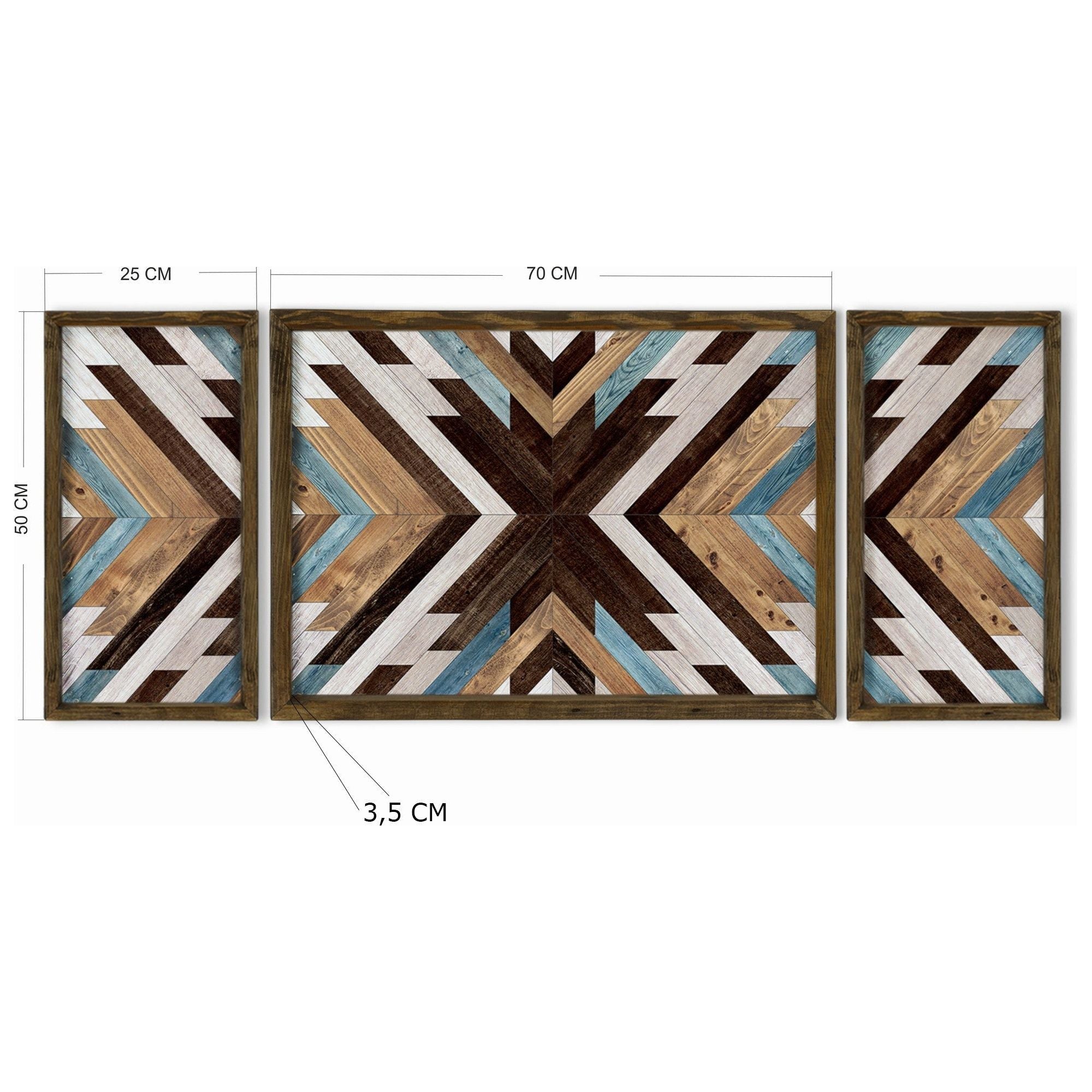 Set 3 tablouri TAH038, multicolor, lemn, 100x50 cm