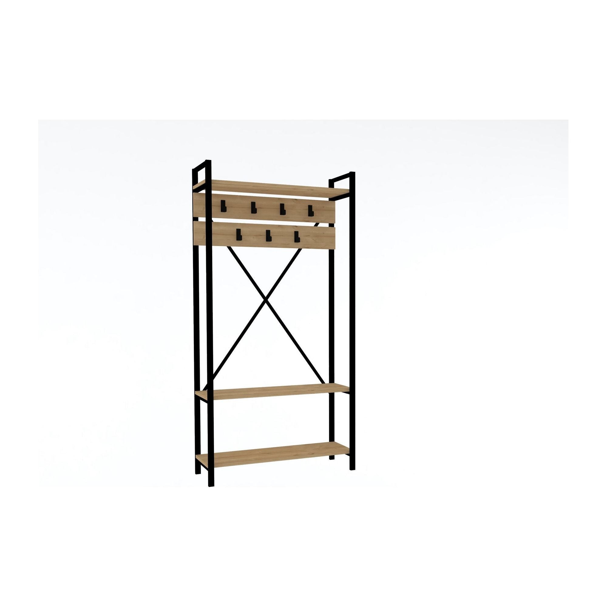 Mobilier hol 835PUQ4008, stejar/negru, PAL melaminat/metal, 90x34x180 cm