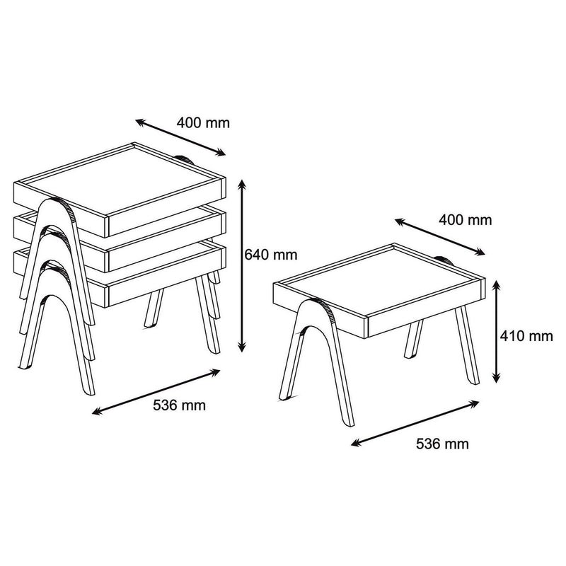 Set 3 masute ROMA, nuc, PAL melaminat, 54x40x64 cm