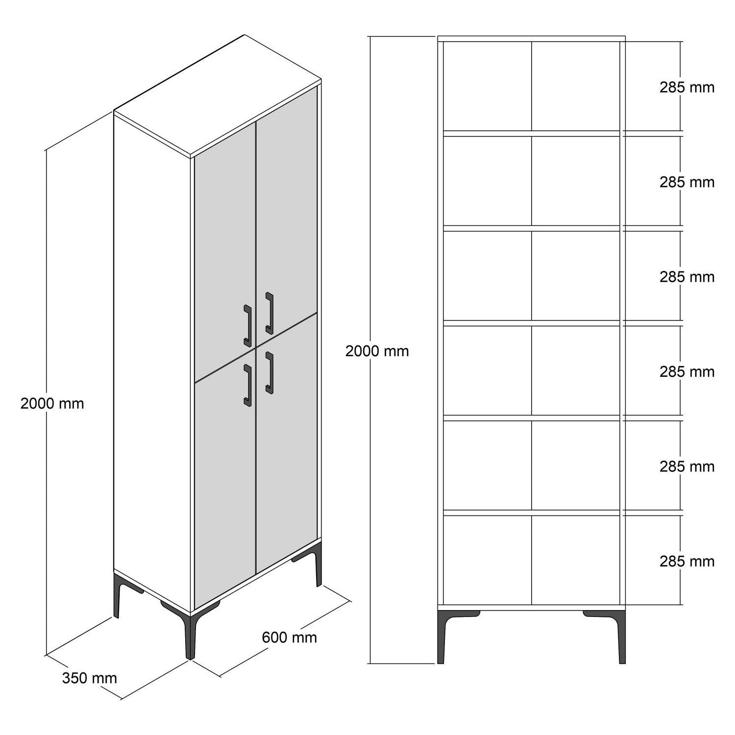 Pantofar BERLIN A, nuc, PAL melaminat/metal, 60x35x200 cm