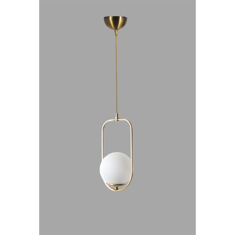 Lampa suspendata Ahu, cadru metalic/sticla, auriu/alb, 70x18 cm