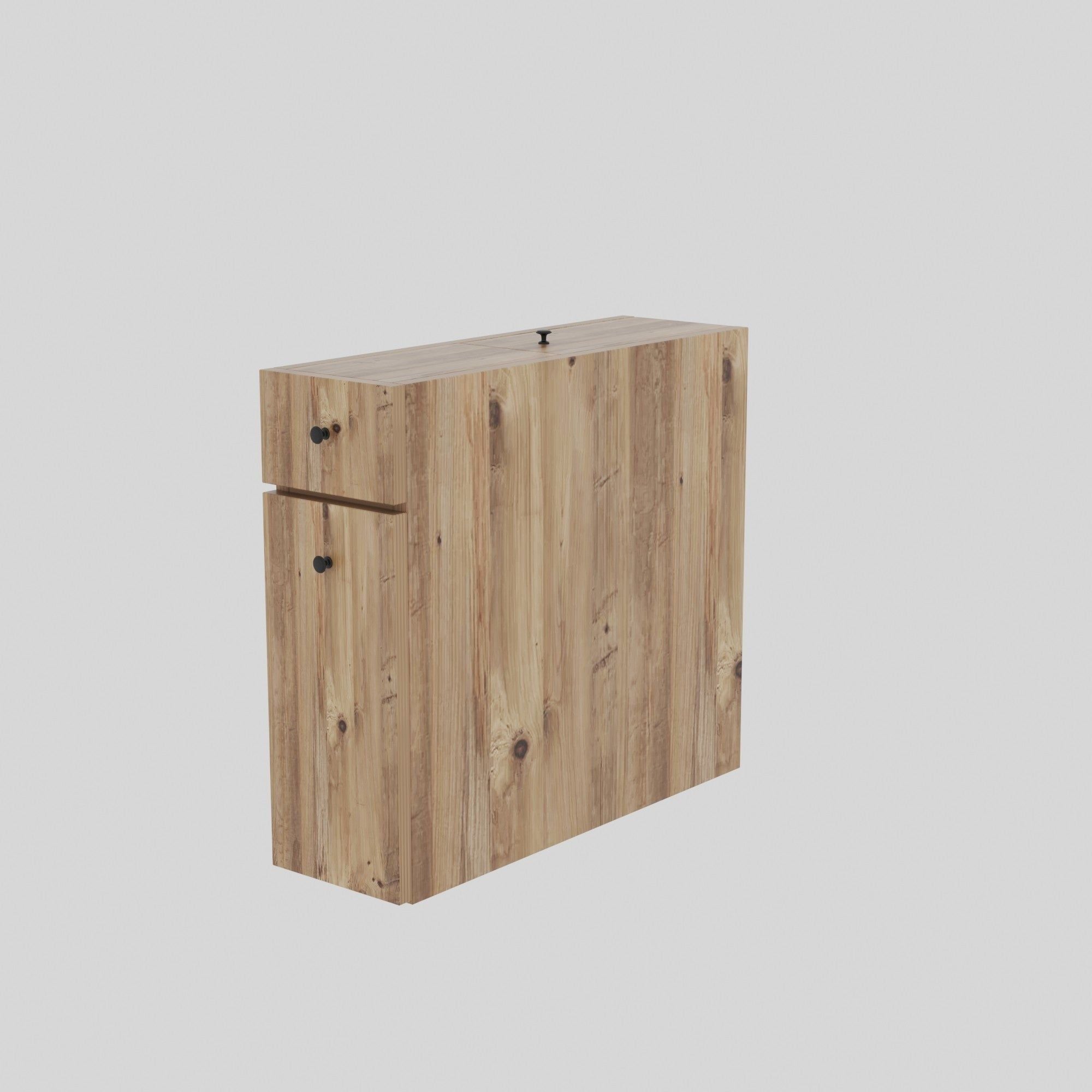 Dulap baie CALENCIA, stejar miere, PAL melaminat, cu 2 sertare, 19x60x55 cm