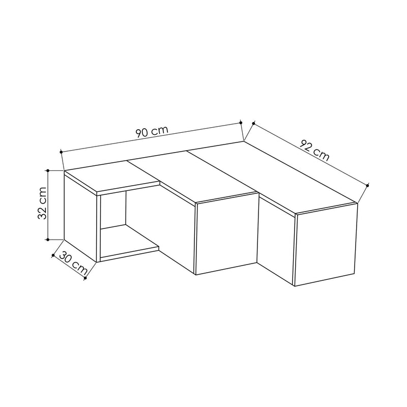 Comoda TV COMPACT, efect de piatra travertin/bej, PAL melaminat, 90x92x32 cm