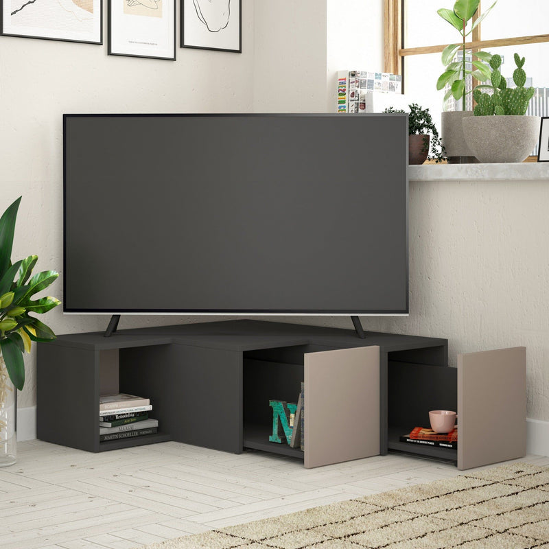 Comoda TV Compact, gri antracit, PAL melaminat, 90x30/92x32 cm