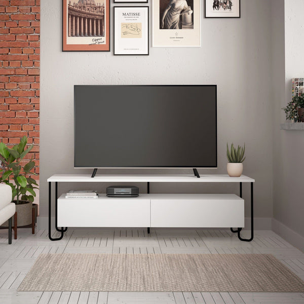 Comoda TV Cornea-White, alb, PAL melaminat, 150x45x42 cm