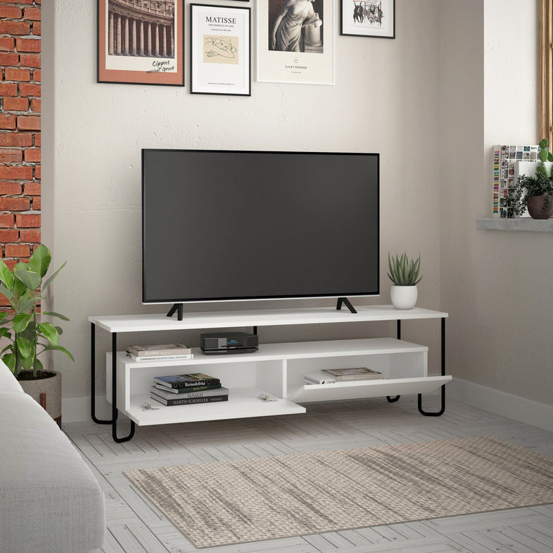 Comoda TV Cornea-White, alb, PAL melaminat, 150x45x42 cm